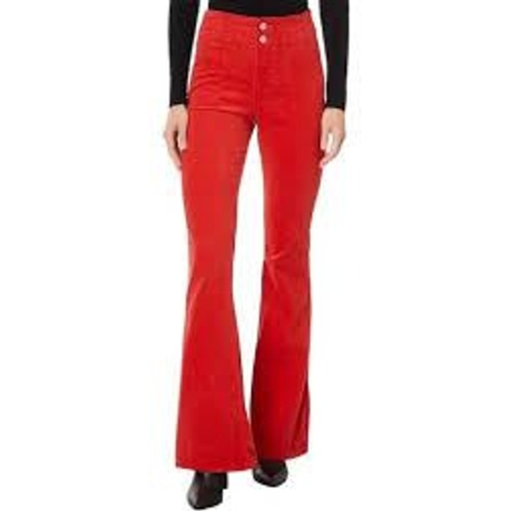 We The Free Corduroy‎ Flare Pants Womens 31 Red High Rise Bell Bottom OB920485